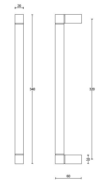 Set Deurgrepen SQUARE JB320 PA 300 mm mat zwart - Afbeelding 2