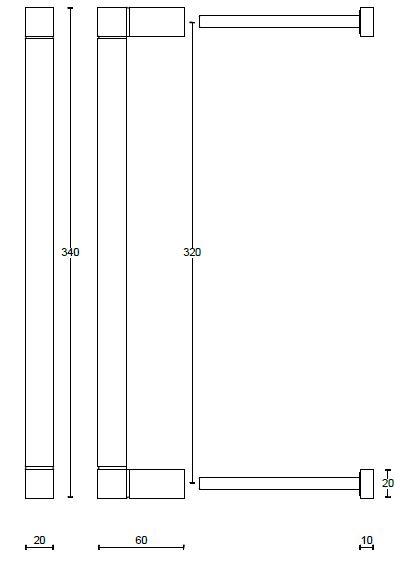 Deurgreep SQUARE JB320 PS 300 mm mat rvs - Afbeelding 2