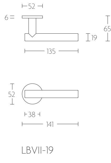Deurklink BASIC LBVII-19-ZR zonder rozet mat rvs - Afbeelding 2