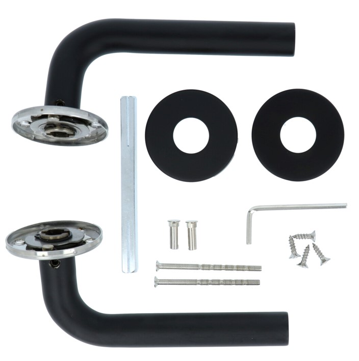 Deurklink Tim op ronde rozet mat zwart - Afbeelding 3