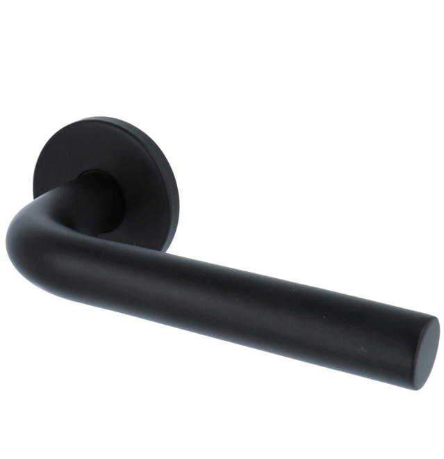 Deurklink Tim op ronde rozet mat zwart - Afbeelding 4