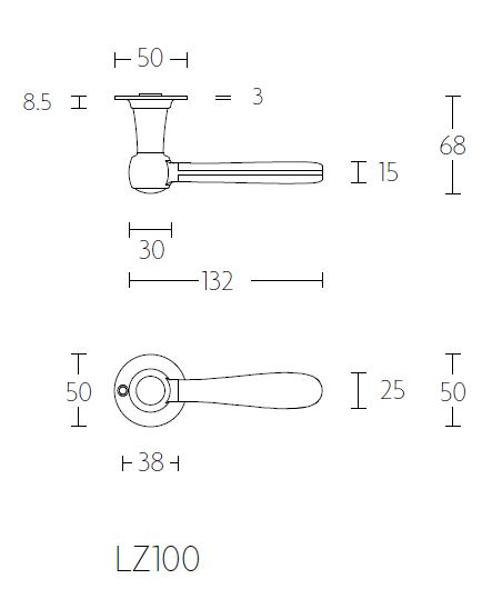 Deurklink BOSCO LZ100 op rozet mat rvs/zwart - Afbeelding 2