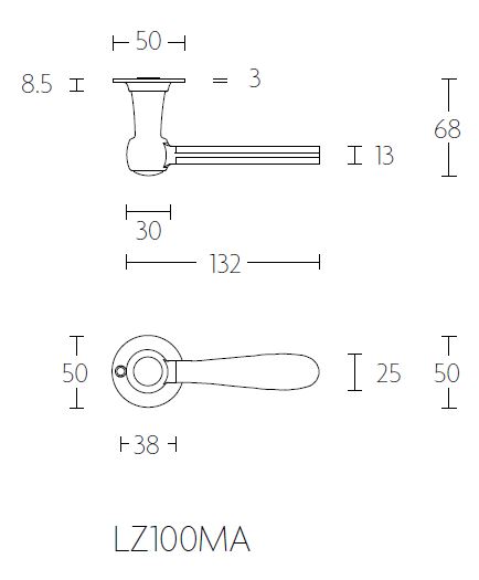 Deurklink BOSCO LZ100 op rozet gepolijst rvs/marmer - Afbeelding 2
