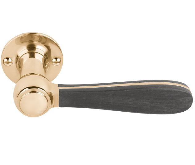 Deurklink BOSCO LZ100 op rozet messing Ongelakt/zwart