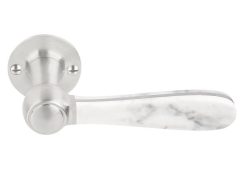 Enkele deurklink rechts BOSCO LZ100 op rozet mat rvs/marmer