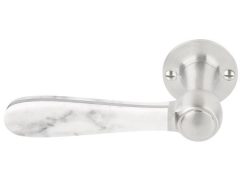 Enkele deurklink links BOSCO LZ100 op rozet mat rvs/marmer