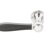 Enkele deurklink links BOSCO LZ100 op rozet gepolijst rvs/zwart