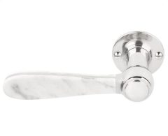 Enkele deurklink links BOSCO LZ100 op rozet gepolijst rvs/marmer