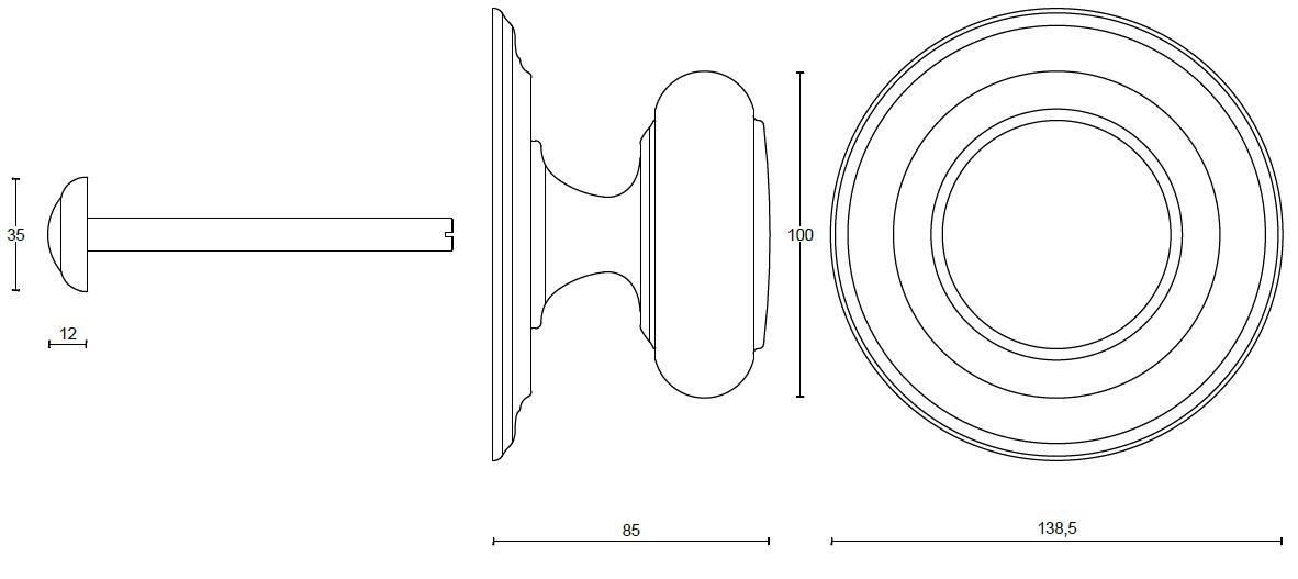 Voordeurknop BOSCO LZ201V Vast op Rozet rvs - Afbeelding 2