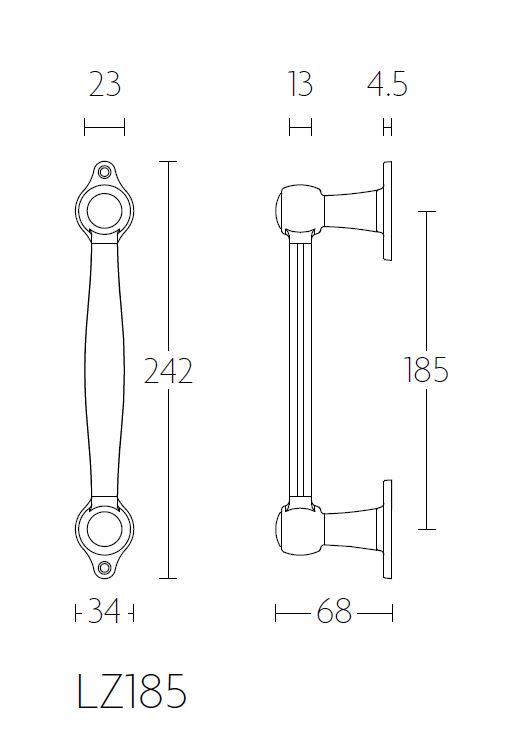 Deurgreep BOSCO LZ185 gepolijst rvs/mat zwart - Afbeelding 2
