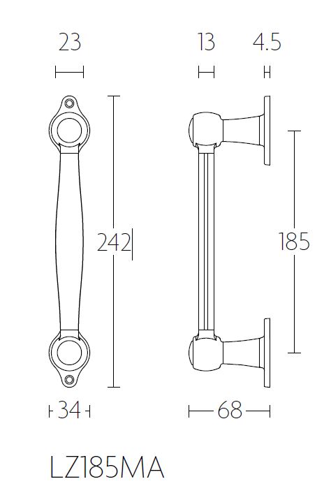Deurgreep BOSCO LZ185 mat rvs/marmer - Afbeelding 2