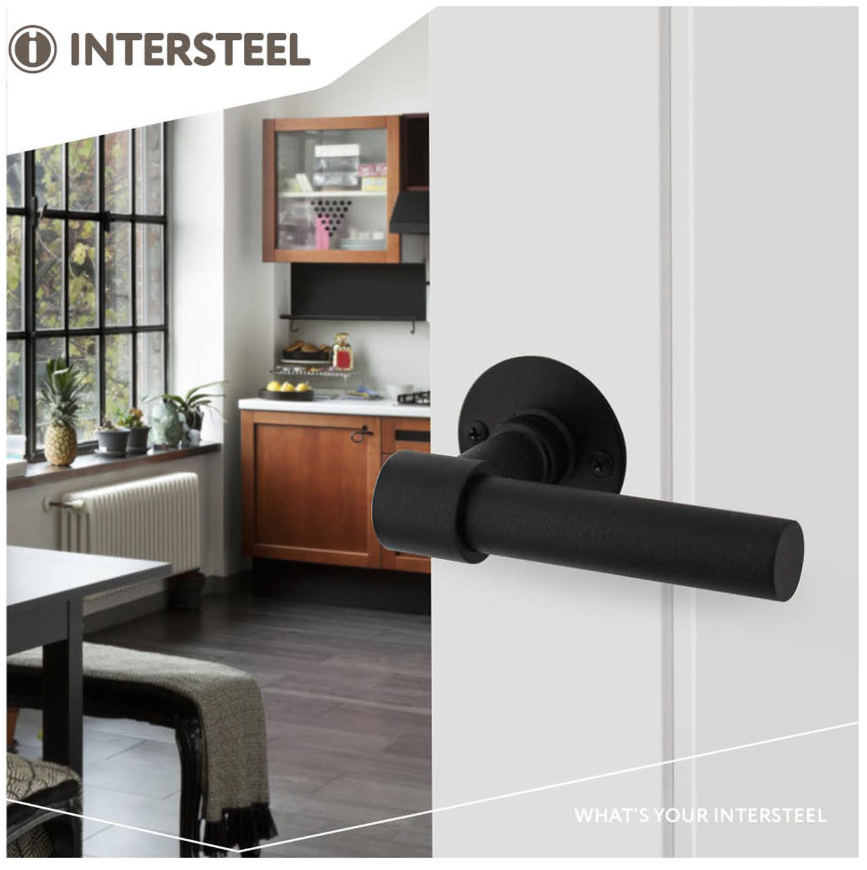Intersteel deurklink L/L-Model recht + ronde platte rozet 50x2 mm rvs/zwart - Afbeelding 3