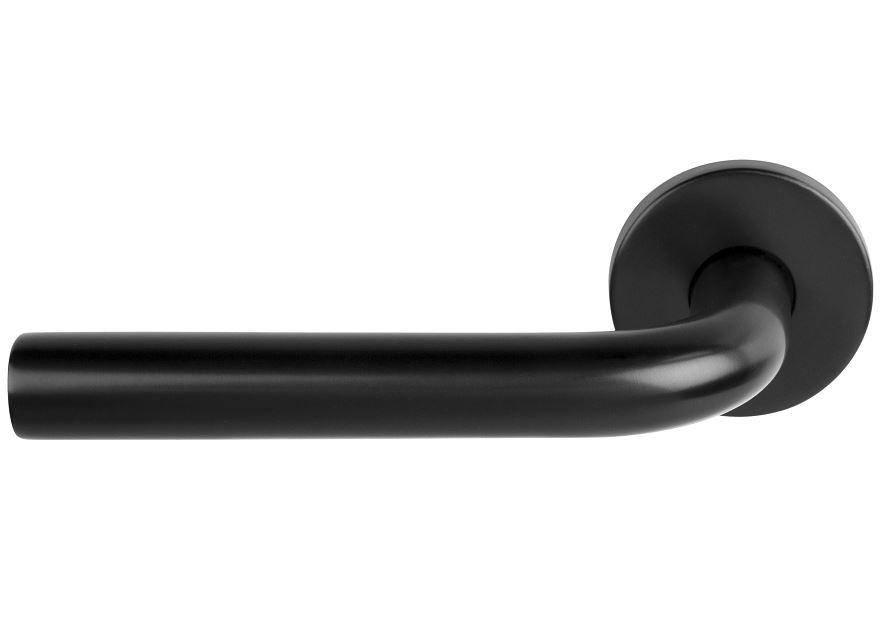 Enkele deurklink links BASIC LBIII-19 op ronde rozet PVD Gunmetal