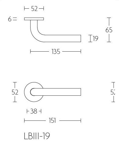 Enkele deurklink links BASIC LBIII-19 op ronde rozet PVD Gunmetal - Afbeelding 2