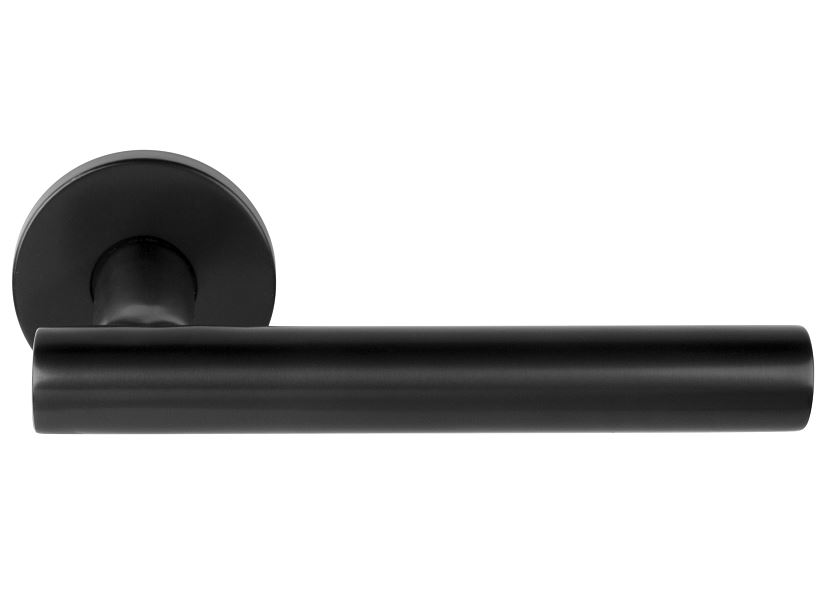 Enkele deurklink rechts BASIC LBVII-19 op ronde rozet PVD Gunmetal