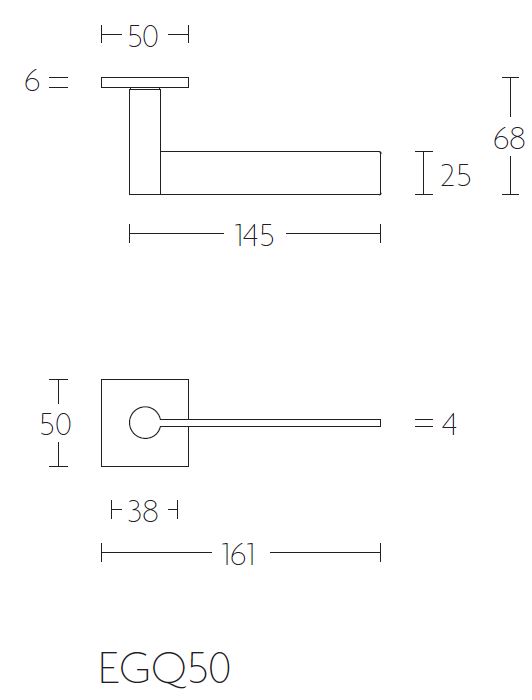 Deurklink EDGY EGQ50 op rozet mat zwart - Afbeelding 2