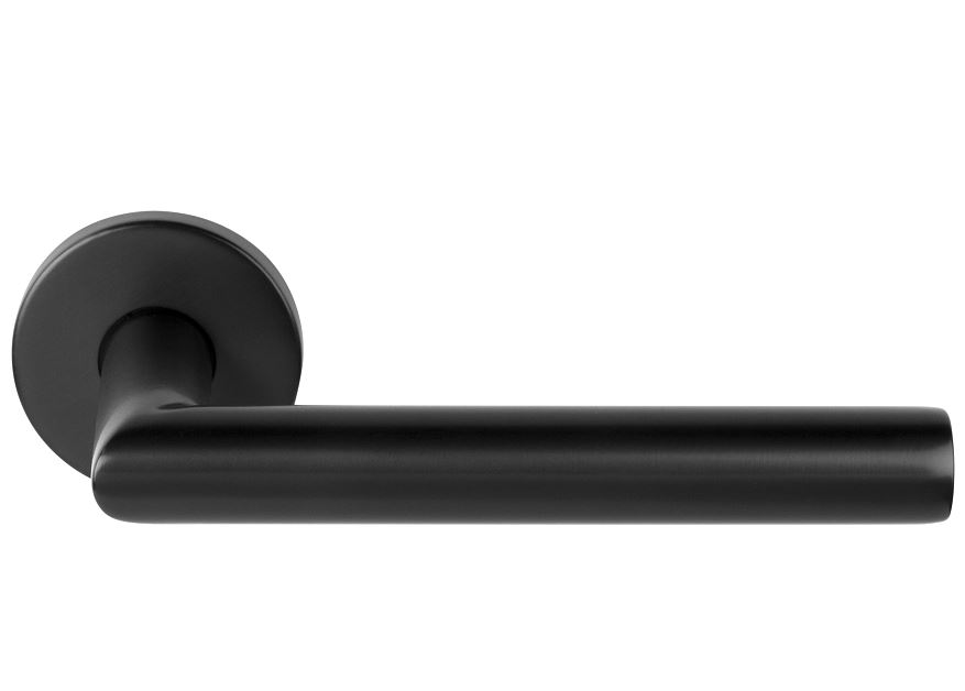 Deurklink BASIC LBII-19 op ronde rozet PVD Gunmetal