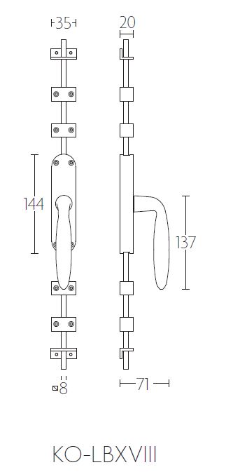 Kruk-Espagnolet KO-LBXVIII Links mat rvs - Afbeelding 2