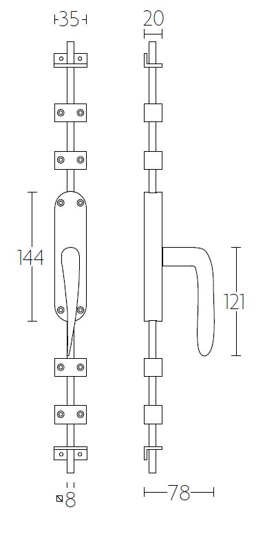 Kruk-Espagnolet KO-LBXX Links mat rvs - Afbeelding 2