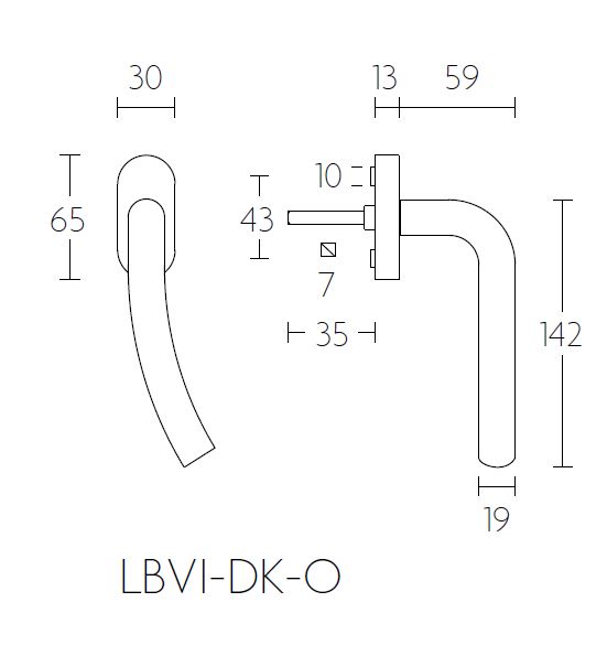 Draaikiepgarnituur BASICS LBVI-19DK-O Rechts mat rvs - Afbeelding 2