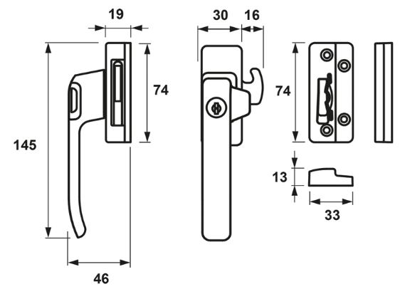 AXA Raamsluiting SKG1 links 3329 zwart - Afbeelding 2