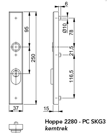 Hoppe Smalschild Buitenzijde PC72 anti-kerntrek SKG3 Aluminium F1 - Afbeelding 2