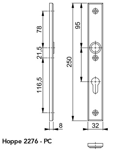 Hoppe Smalschild binnenzijde PC72 Aluminium F1 - Afbeelding 2
