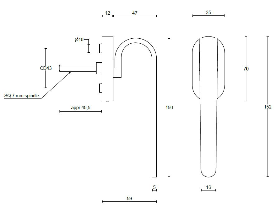 Draaikiepgarnituur FOLD TB110-DKO mat rvs - Afbeelding 2