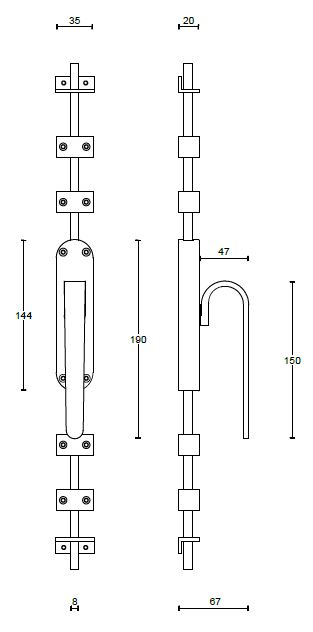 Kruk-Espagnolet FOLD KO-TB110 Rechts mat rvs - Afbeelding 2