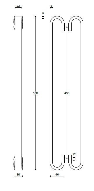Set Deurgrepen FOLD TB500PA mat rvs - Afbeelding 2