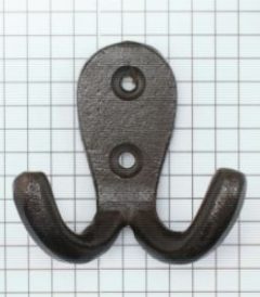 Kapstokhaak klein dubbel ijzer blank gelakt