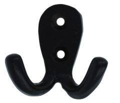 Kapstokhaak klein dubbel ijzer zwart