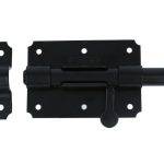 Deurgrendel met ronde schoot sluitlus en sluitplaat zwart gelakt 100 x 70 mm