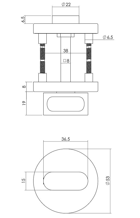 Intersteel wc-sluiting 8 mm rond Ø53X8MM met 7 mm nokken rvs - Afbeelding 2