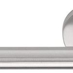 Enkele deurklink links BASIC LBVII-19 op ronde rozet mat rvs