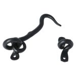 Deurhaak en vanger 75 mm ijzer zwart