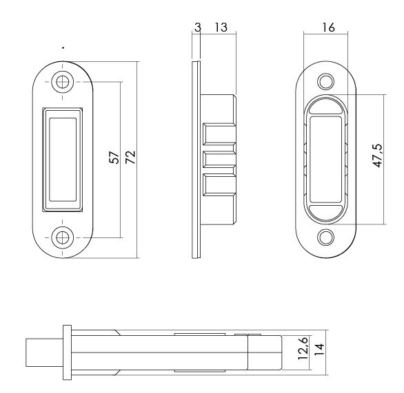 Intersteel Magneet Badkamer/Toilet slot 63/8mm Met zwarte Voorplaat 20X175 mm - Afbeelding 3