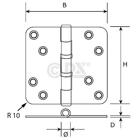Kogellagerscharnier 89x89 mm Ronde Hoek rvs zwart Gelakt - Afbeelding 2