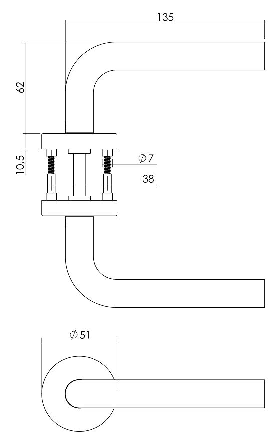 Intersteel deurklink Recht met geveerde rozet ATP rvs - Afbeelding 2
