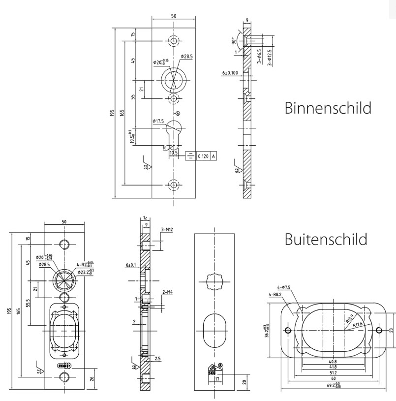 Starx veiligheidsbeslag kortschild PC55 SKG3 met kerntrekbeveiliging kruk/kruk zwart - Afbeelding 2