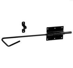 Staartgrendel met handgreep en sluitplaat zwart gelakt 400 mm
