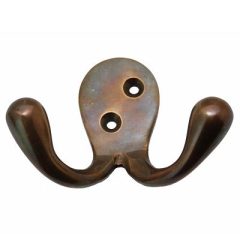 Kapstokhaak Dubbel brons Antiek