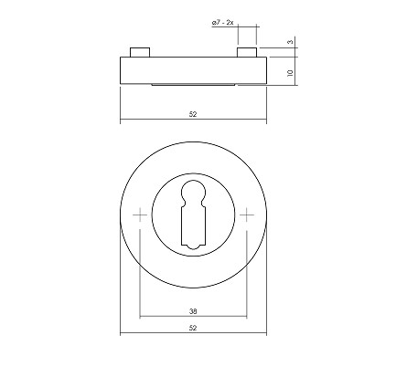 Intersteel sleutelrozetten verdekt ø52x10mm met nokken zwart - Afbeelding 2
