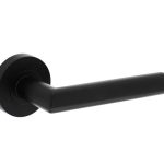 Intersteel deurklink Bastian op ronde rozet 53x8mm met nokken mat zwart