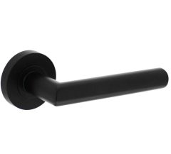 Intersteel deurklink Bastian op ronde rozet 53x8mm met nokken mat zwart