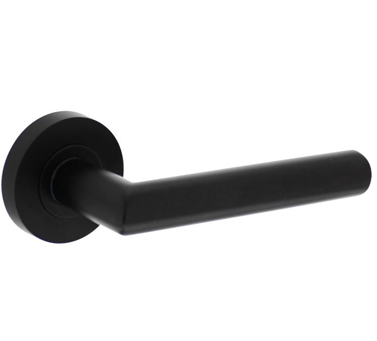 Intersteel deurklink Bastian op ronde rozet 53x8mm met nokken mat zwart