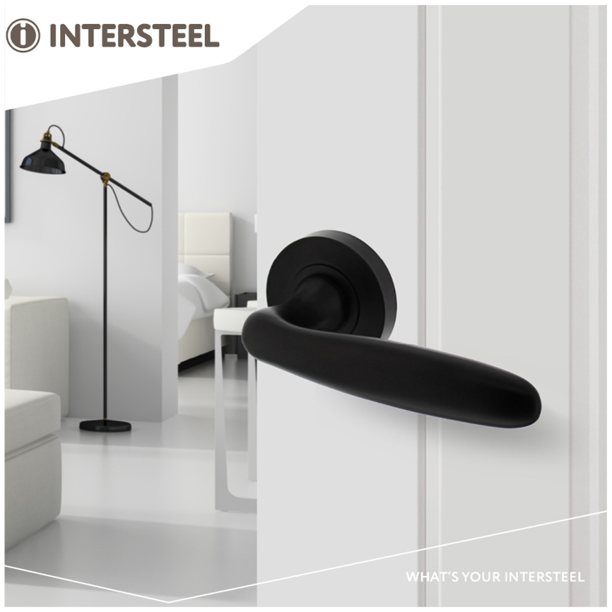 Intersteel deurklink Bjorn op ronde rozet 53x8mm met nokken mat zwart - Afbeelding 3