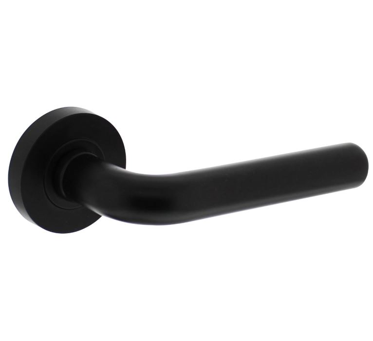Intersteel Enkele deurklink rechts Agatha op ronde rozet 53x8mm met nokken mat zwart