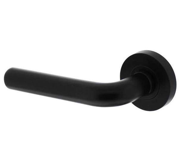 Intersteel Enkele deurklink links Agatha op ronde rozet 53x8mm met nokken mat zwart