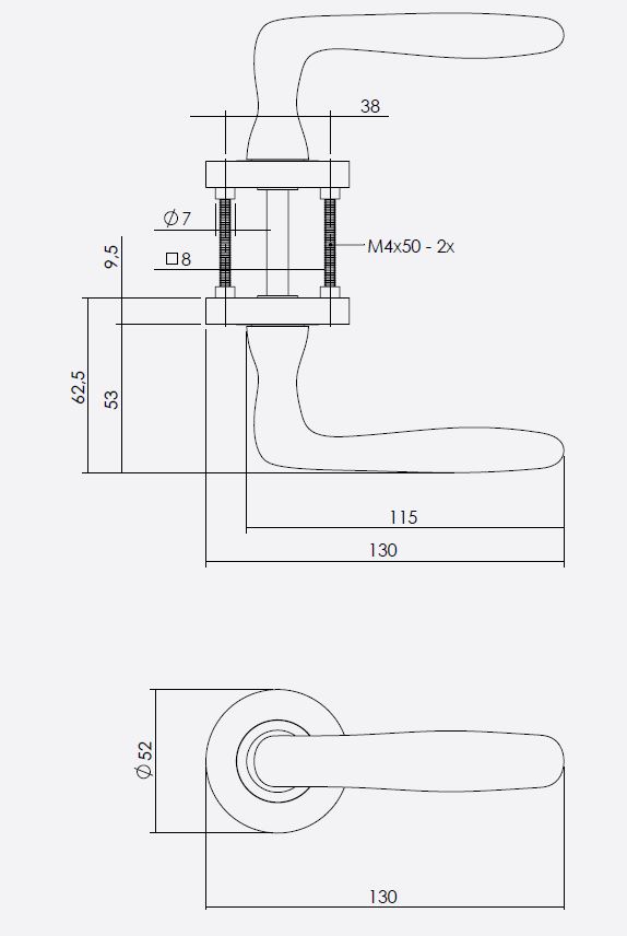 Intersteel Enkele deurklink links Bjorn op ronde rozet 53x8mm met nokken mat zwart - Afbeelding 2